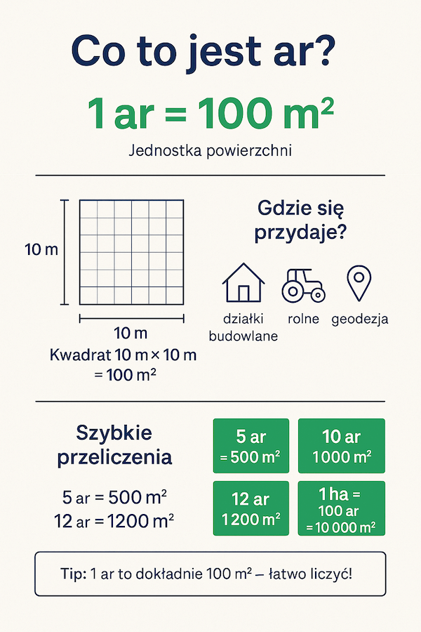 1 ar, ile to metrów – infografika