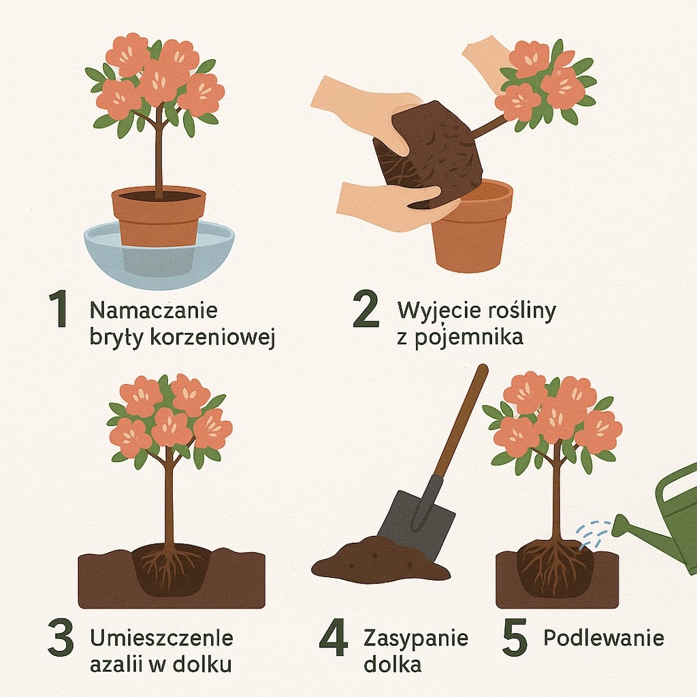 azalia na pniu - przesadzanie krok po kroku 