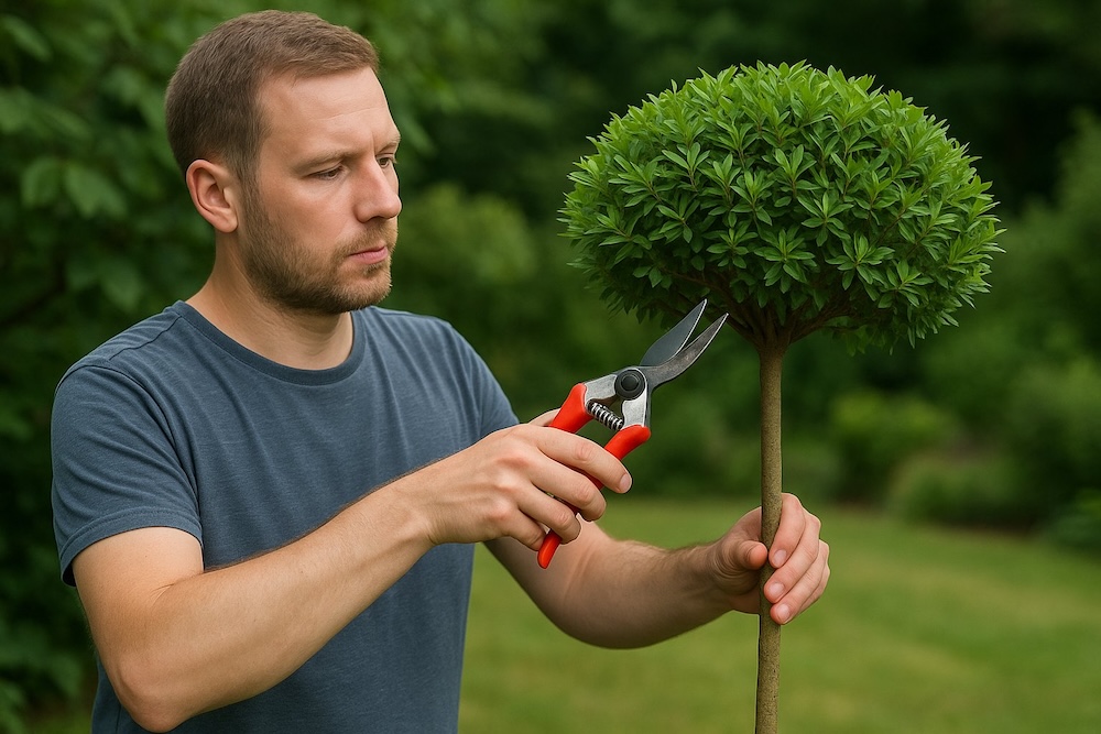 azalia na pniu - przycinanie liści 