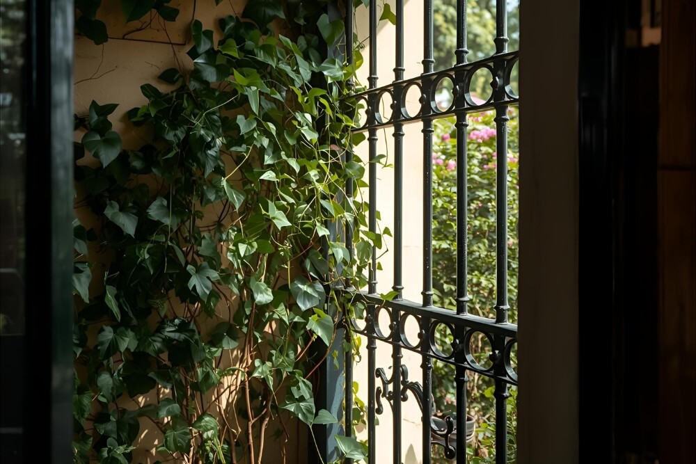 bluszcz na balkonie pnący na ścianie