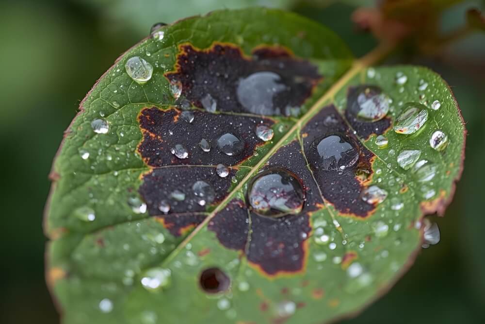 Nekroza bakteryjna na przykładzie rododendronu Nekroza bakteryjna na rododendronie