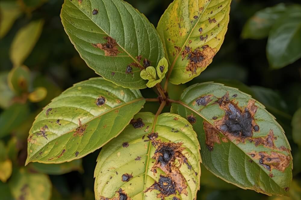choroby rododendronów - Plamistość liści Cercospora plamistość liści - choroby rododendronów