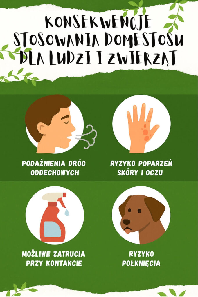 infografika - domestos na chwasty - konsekwencje stosowania dla ludzi i zwierząt