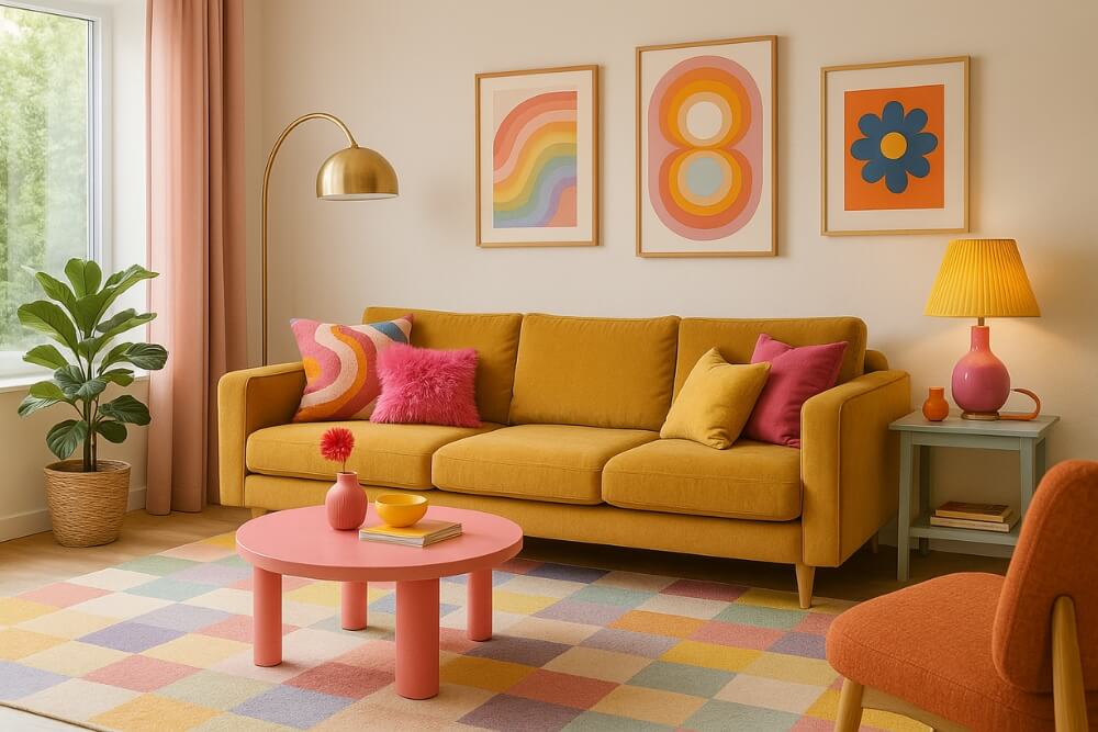 salon w stylu dopamine decor