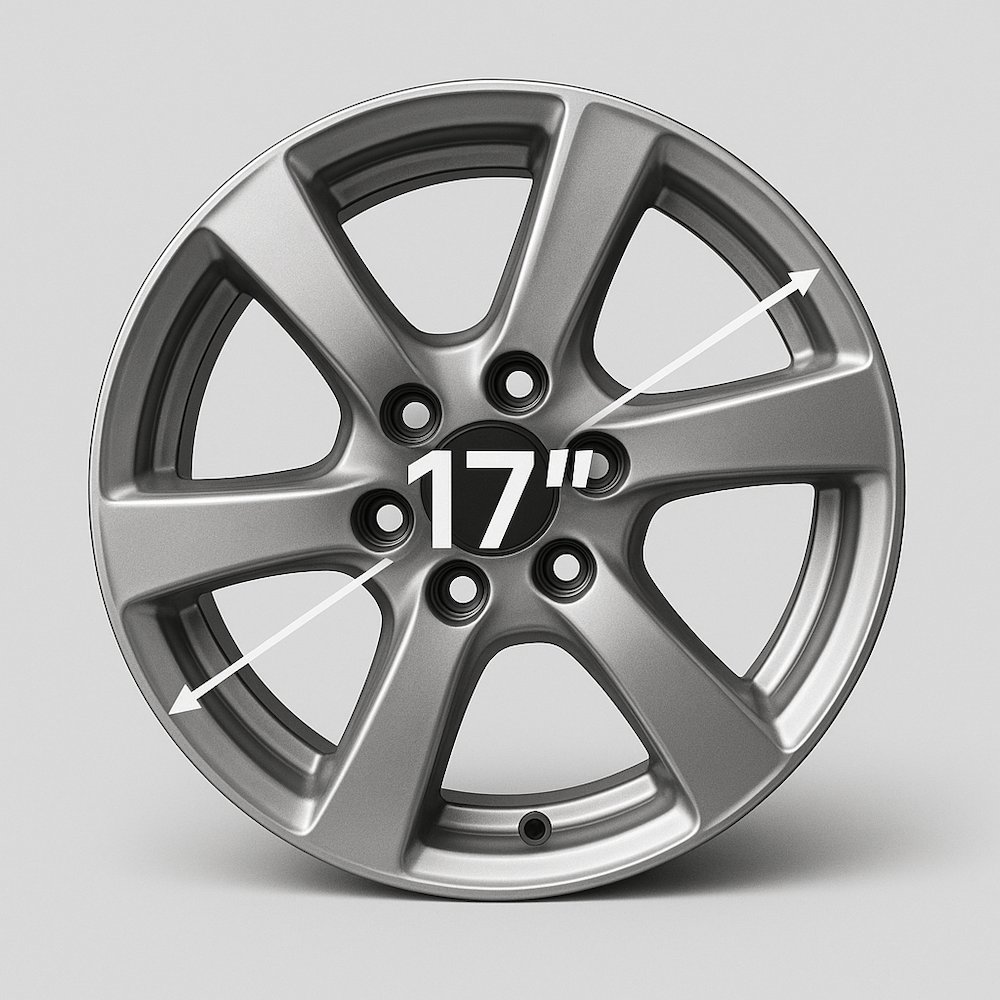 felga z zaznaczonymi calami cale w feldze samochodowej