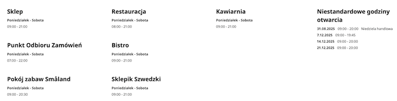 Ikea – godziny otwarcia poszczególnych stref w Krakowie