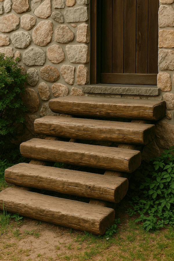 schody zewnętrzne z drewnianymi stopniami drewniane schody zewnętrzne