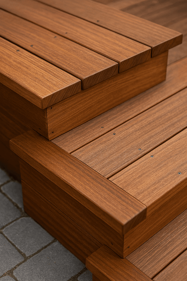 schody na zewnątrz pokryte olejem do drewna schody zewnętrzne z drewnem olejowanym