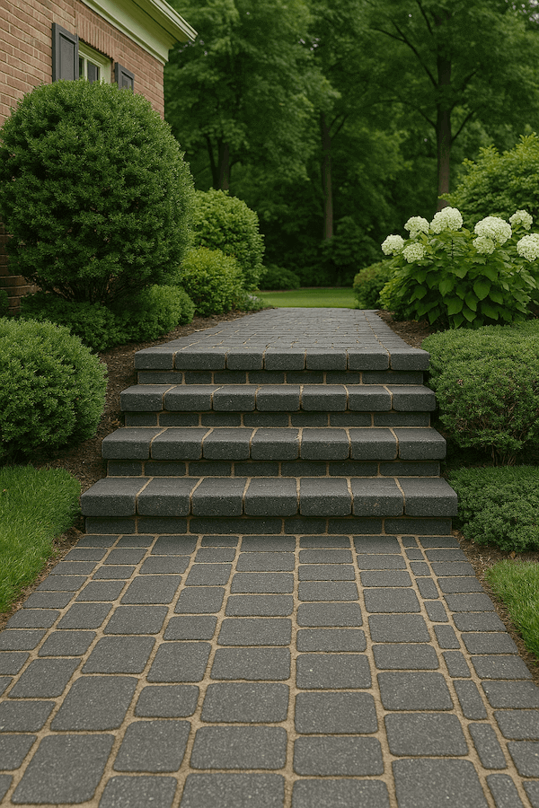 schody zewnętrzne wykonane z kostki brukowej schody zewnętrzne z kostki brukowej