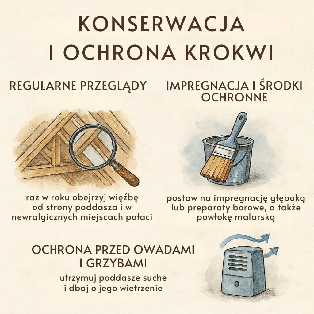 Jak dbać o krokwie dachowe, by służyły latami? Infografika 