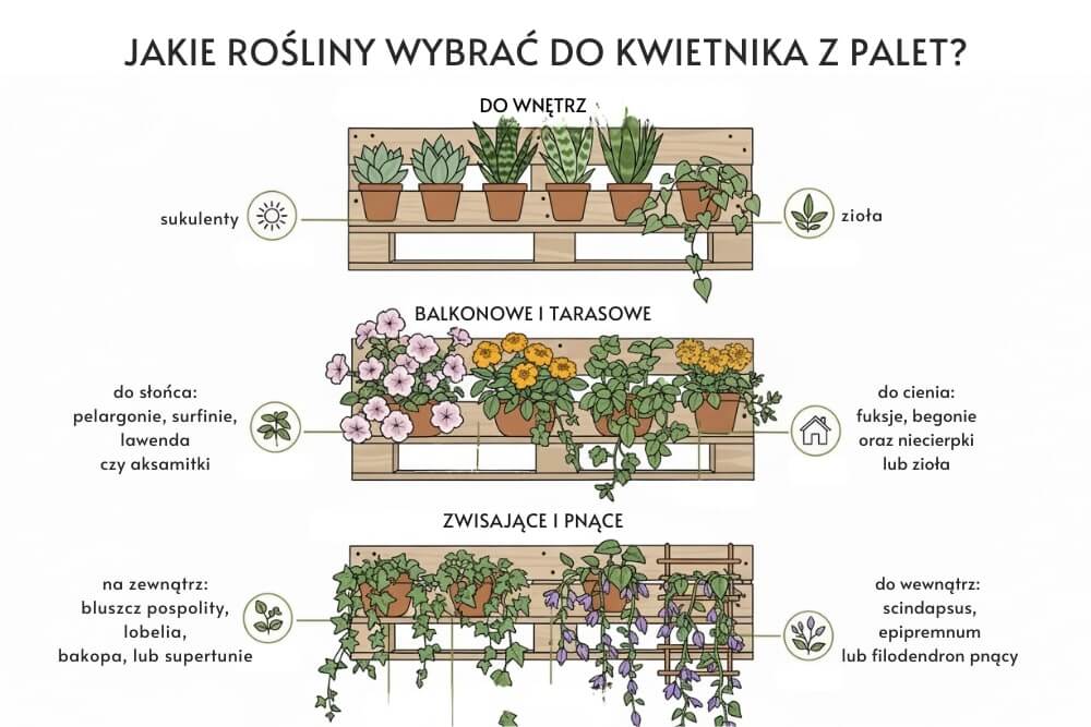Kwietnik z palet na ścianę - jakie rośliny w nim umieścić?
