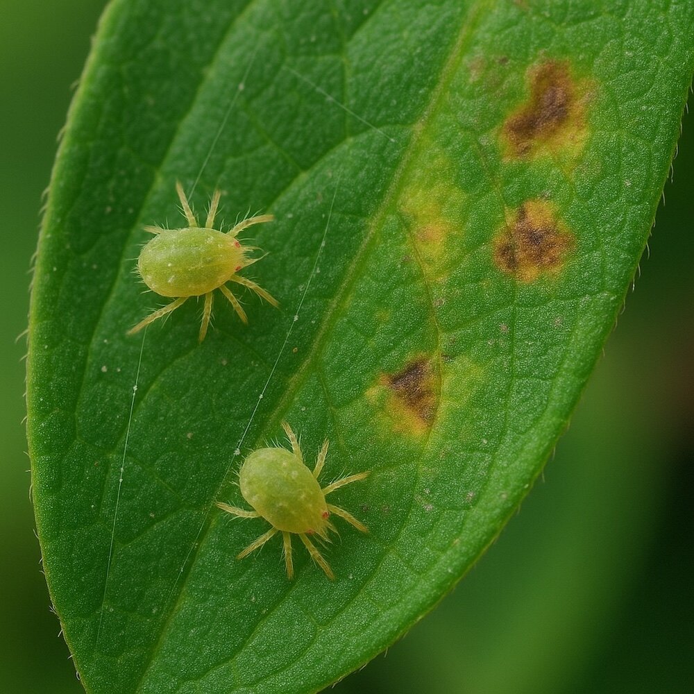zbliżenie na mszyce na liściu azalii 