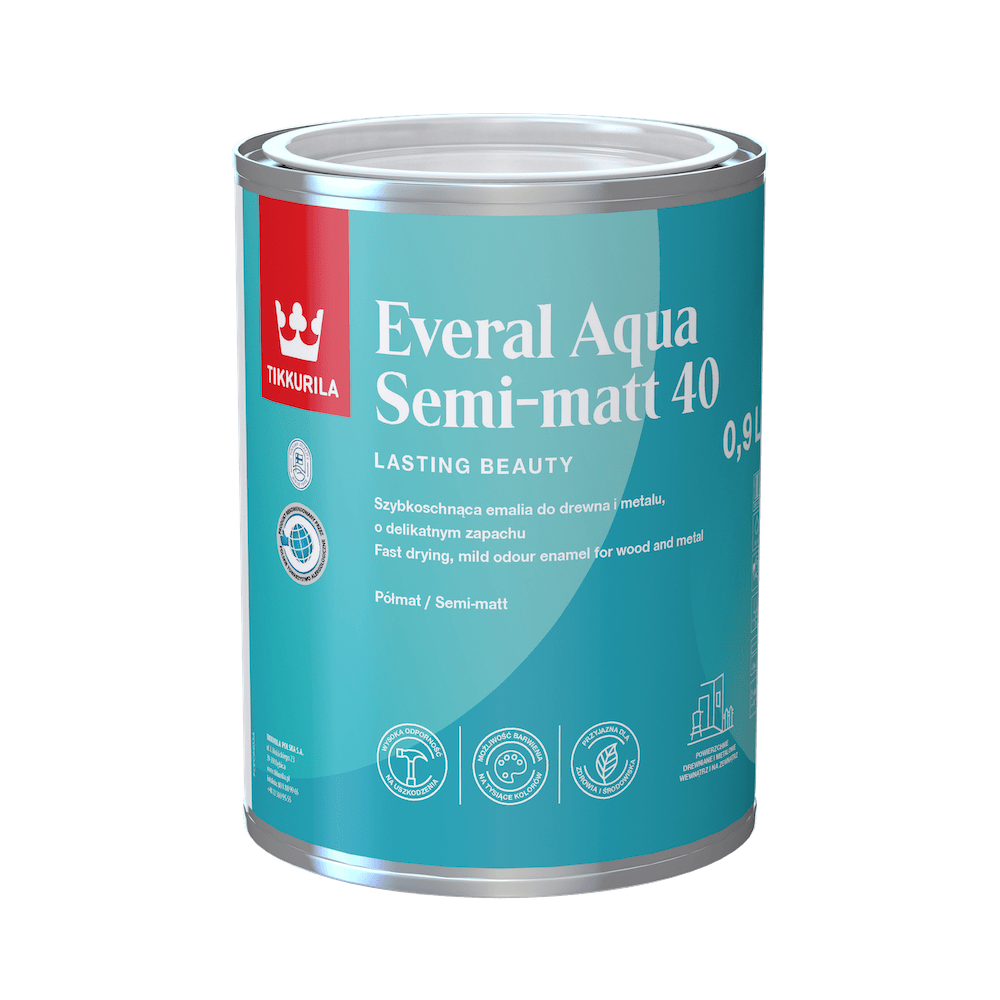 najlepsza farba do malowania mebli z okleiny -  Tikkurila Everal Aqua półmatowa 