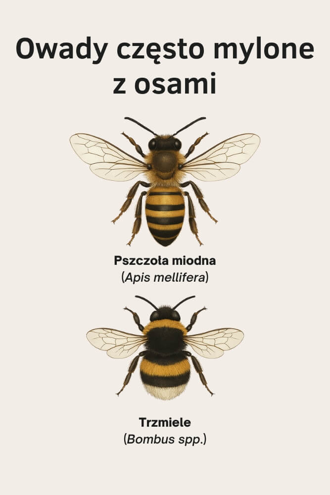 infografika prezentująca owady, które często są mylone z osami infografika prezentująca owady często mylone z osami