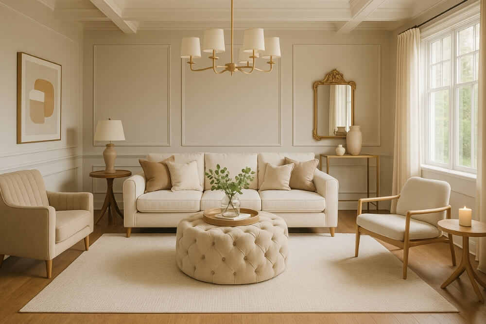 piękny salon w stylu klasycznym