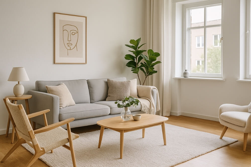 piękny salon skandynawski