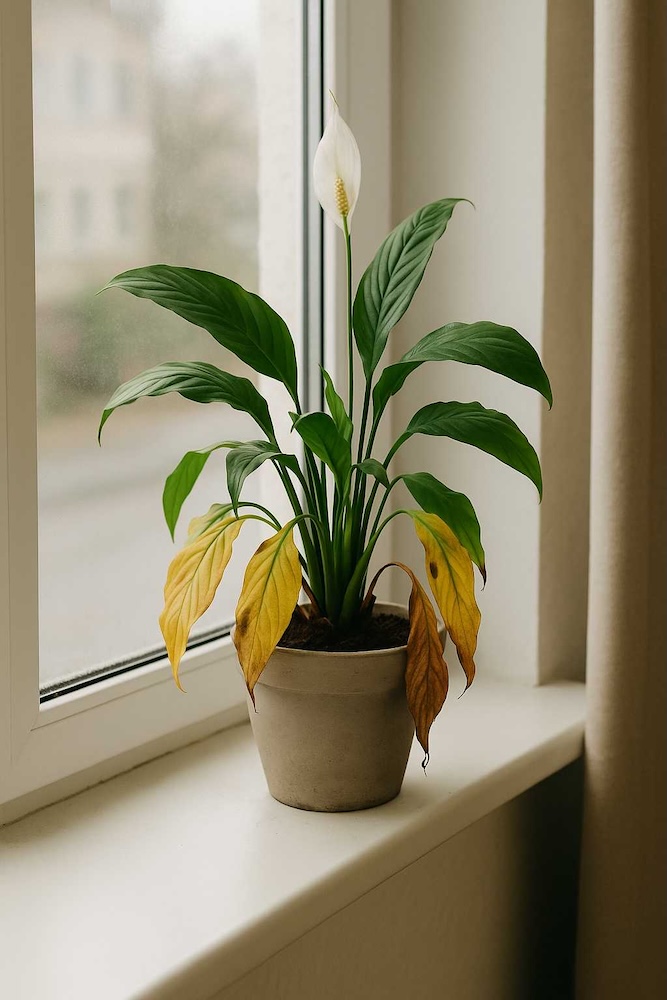 przelany skrzydłokwiat z żółtymi liśćmi 