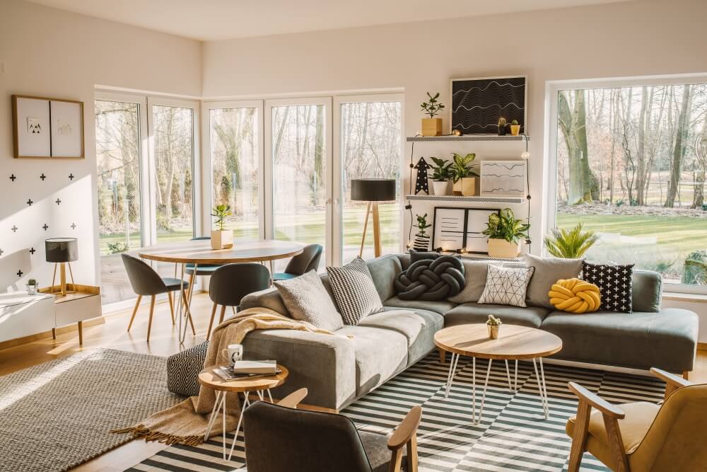 nowoczesna aranżacja salonu w stylu skandynawskim