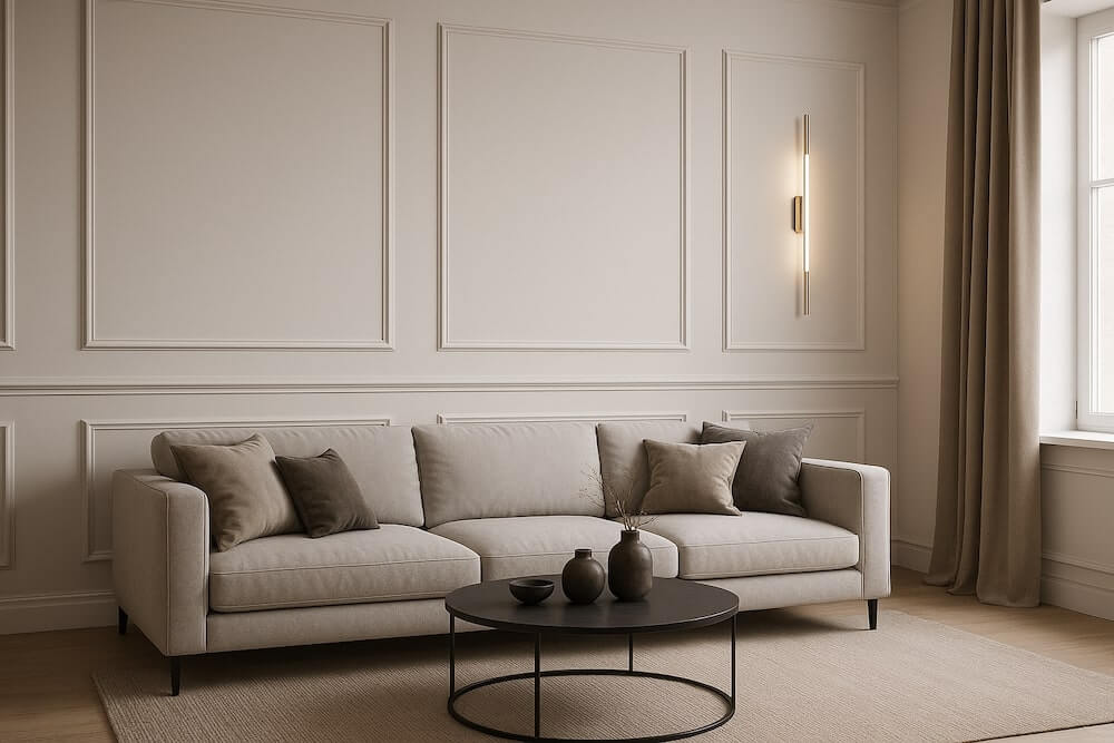 Sztukateria jako wykończenie ścian w salonie