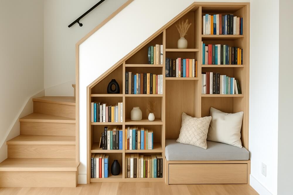 szafki pod schody jako domowa biblioteczka