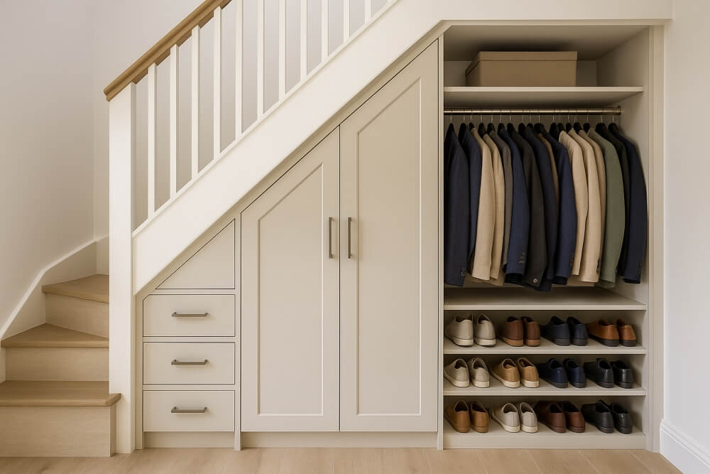 szafki pod schody na przykładzie garderoby