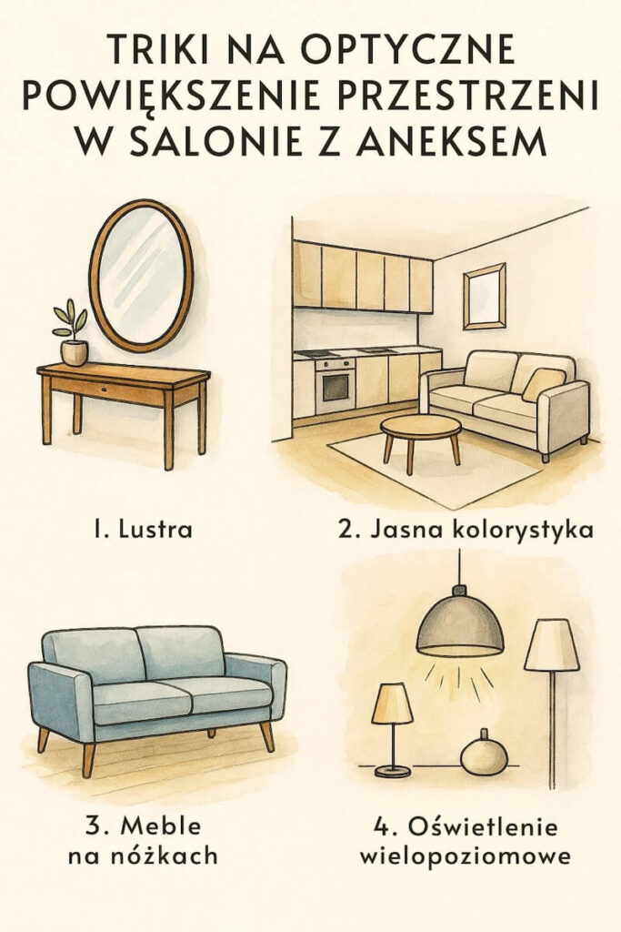 Salon z aneksem kuchennym 22 m2 - jak go optycznie powiększyć? Jak optycznie powiększyć salon z aneksem kuchennym?