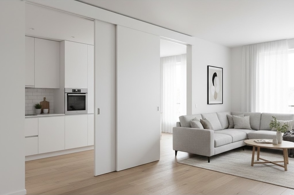 jak oddzielić kuchnię od salonu białymi drzwiami pocket doors jak oddzielić kuchnię od salonu białymi drzwiami przesuwnymi