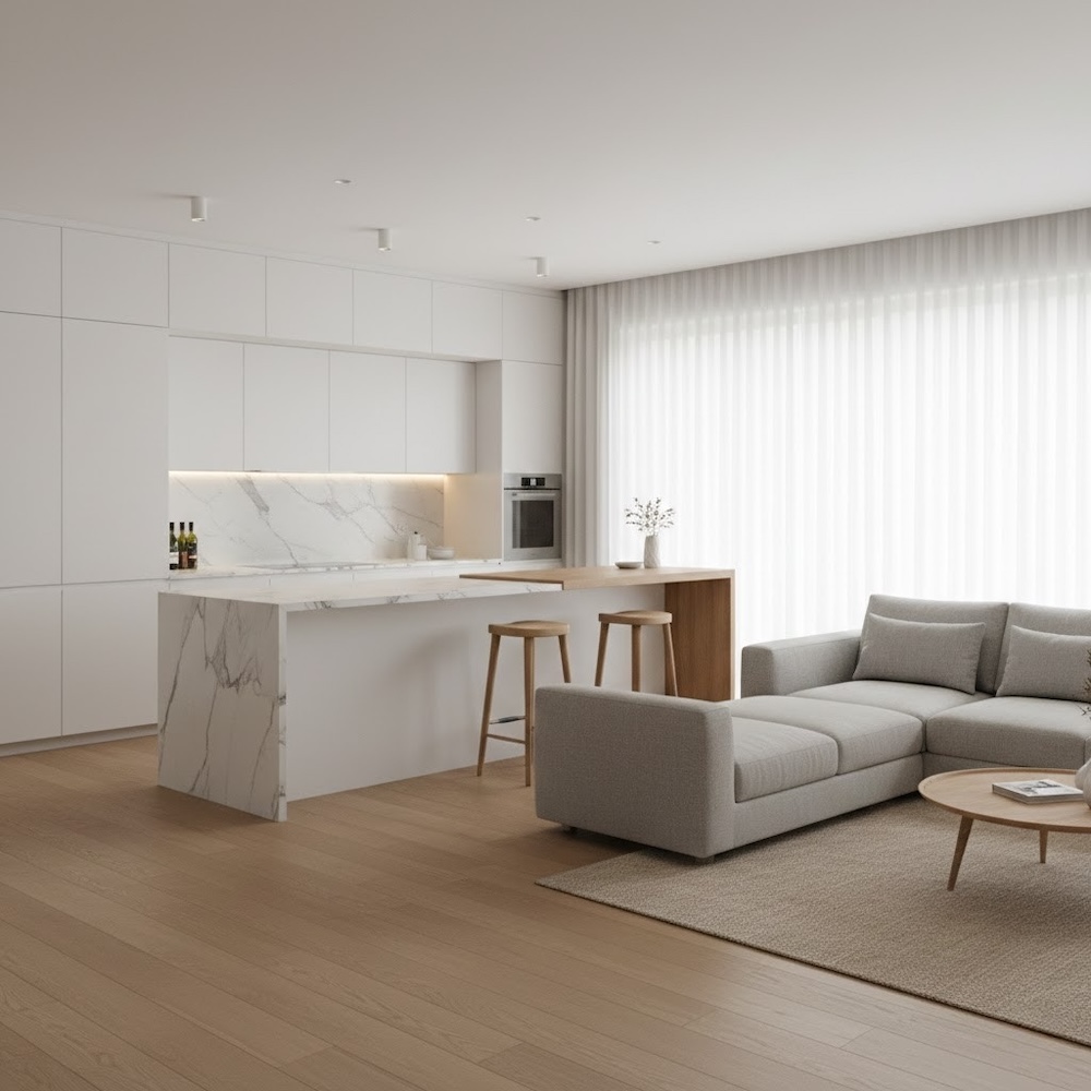 salon z kuchnią w nowoczesnym stylu nowoczesna kuchnia w salonie
