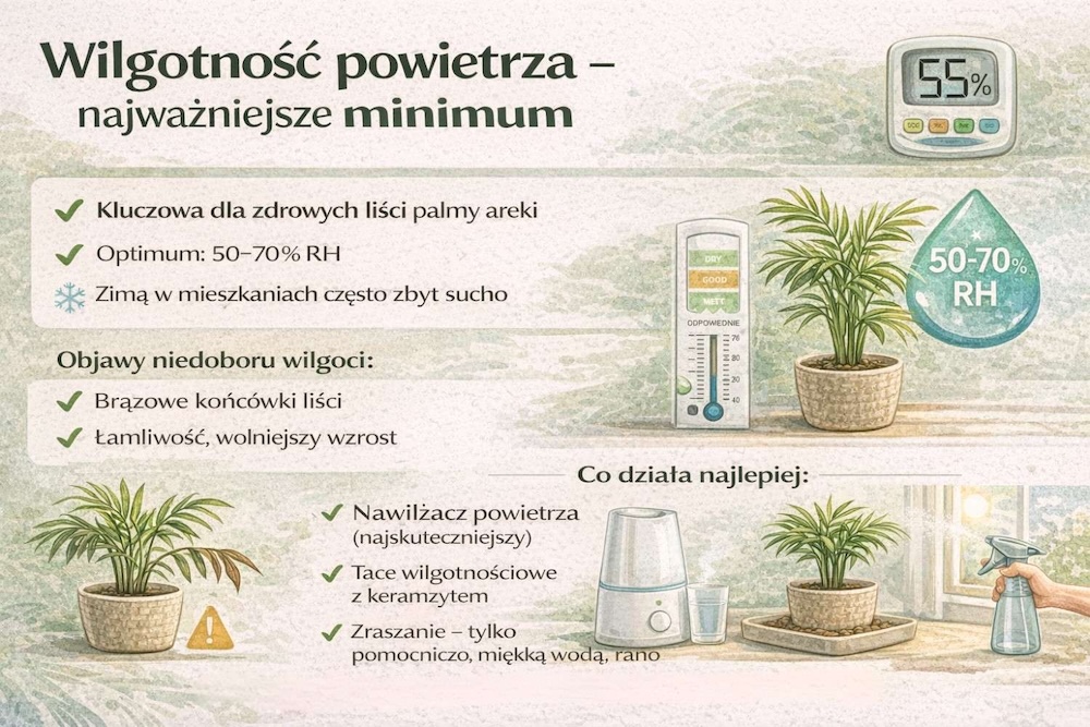palma areka - jaka wilgotność powietrza 