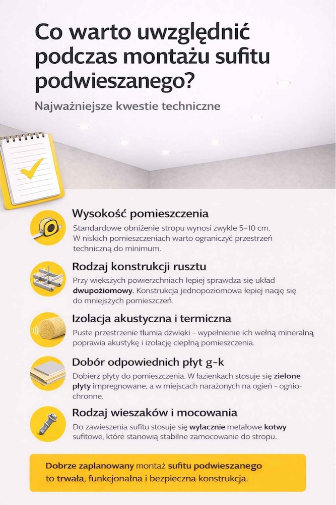 wykonanie sufitu podwieszanego - wskazówki najważniejsze zasady wykonania sufitu podwieszanego