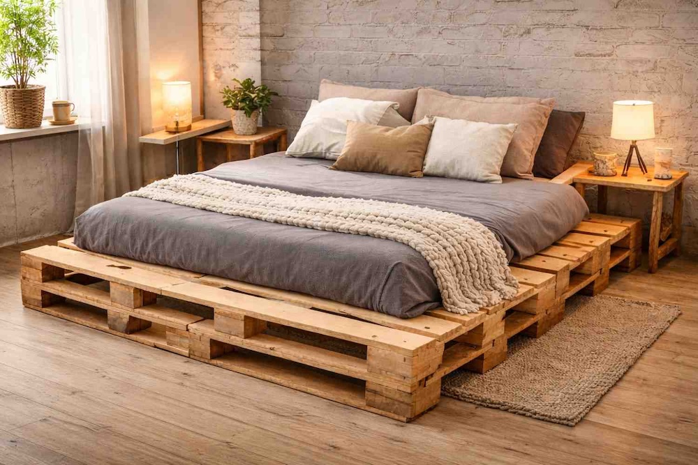 co można zrobić z palet do sypialni 