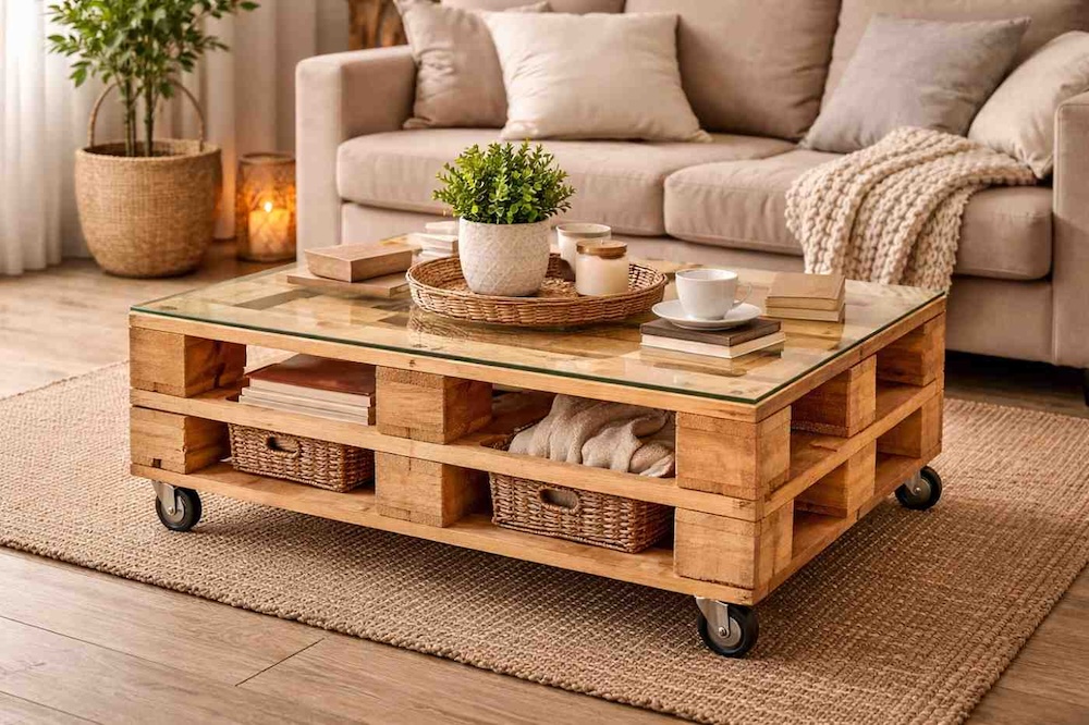co można zrobić z palet - stolik do kawy 