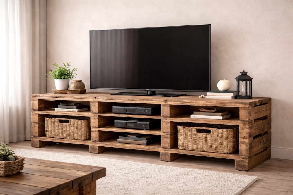 co można zrobić z palet - szafka pod telewizor 