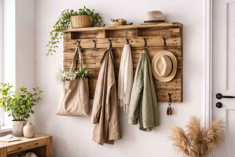 co można zrobić z palet - wieszak 