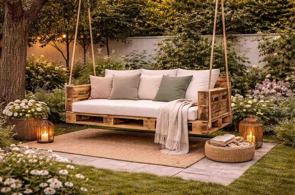 huśtawka ogrodowa z palet 