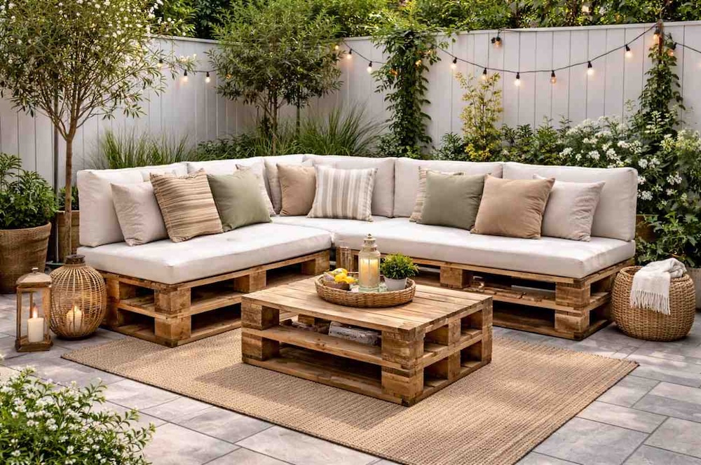 narożnik ogrodowy z palet 