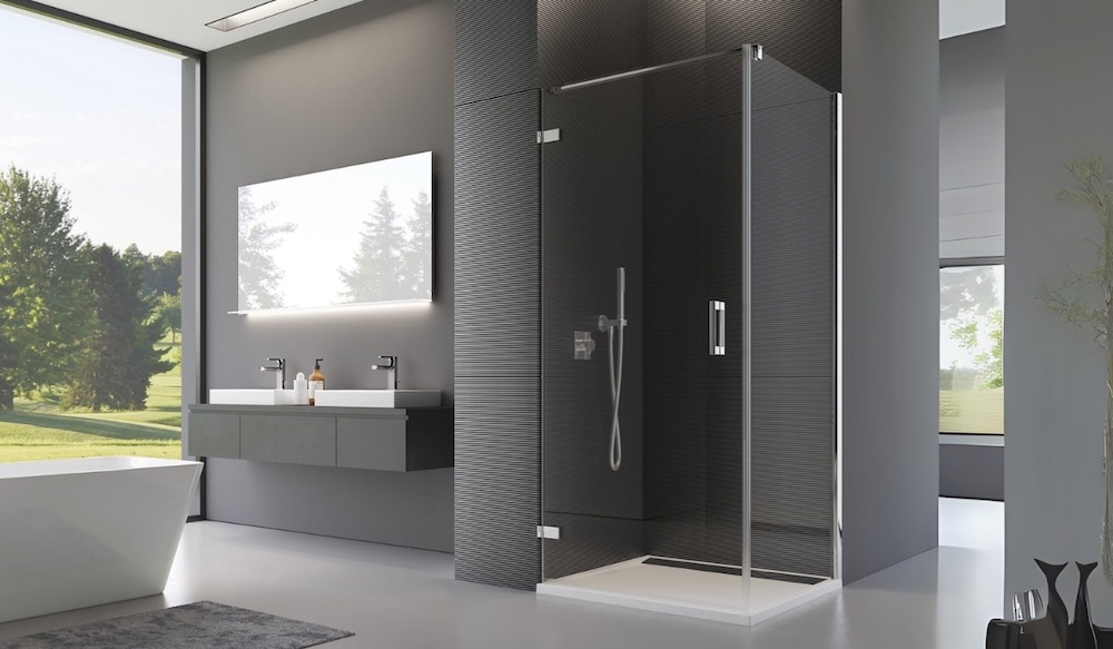 minimalistyczna łazienka z prysznicem 