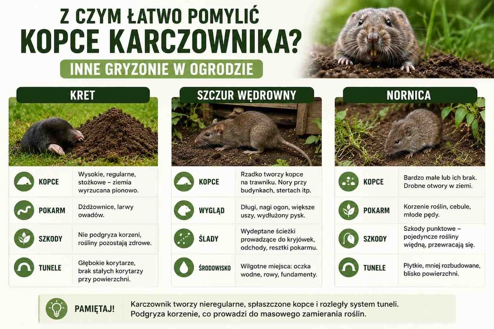 karczownik a inne gryzonie w ogrodzie - różnice 