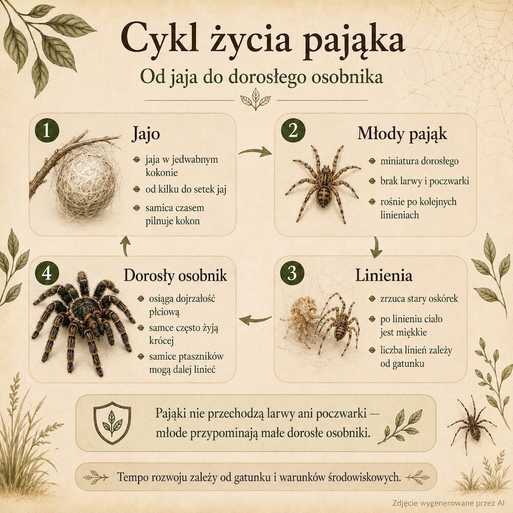 fazy życia pająka przebieg życia pająka