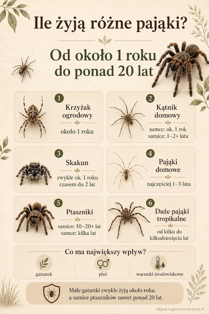 ile żyją pająki różnego rodzaju ile żyją pająki różnych gatunków