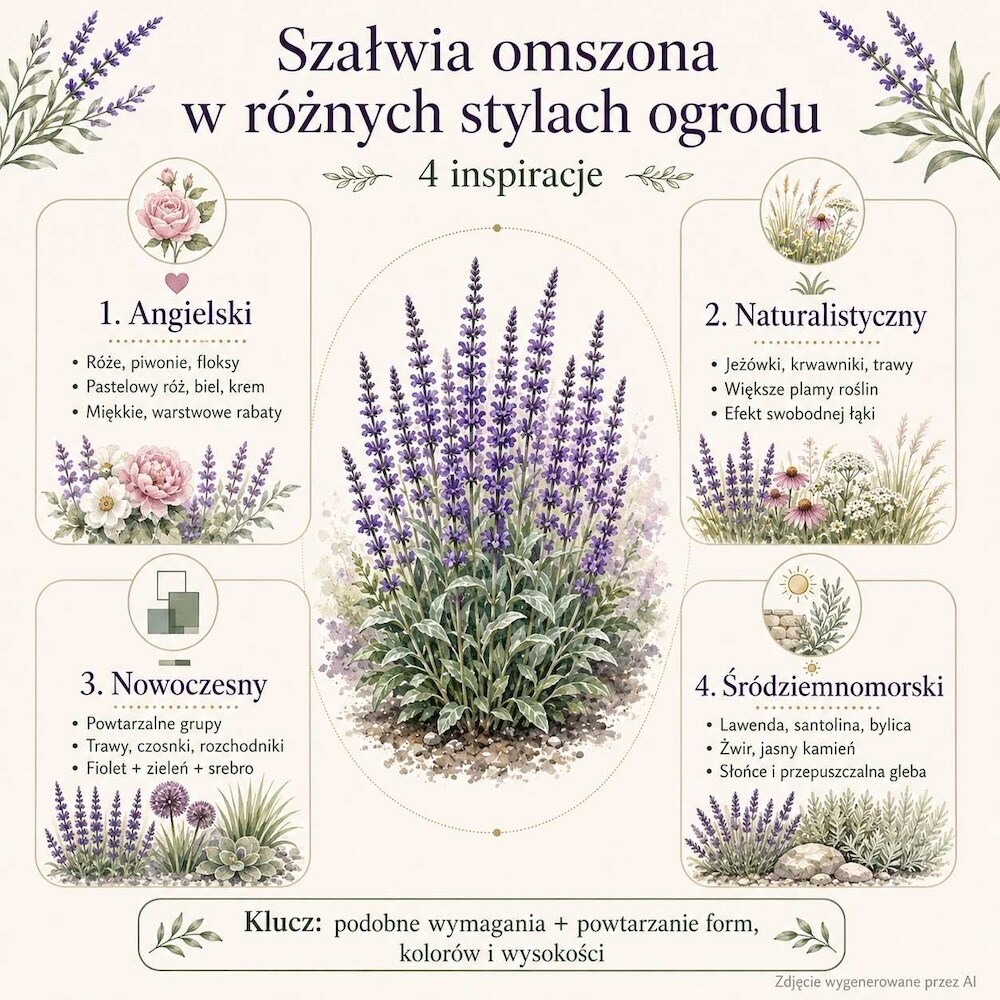 różne style rabat z szałwią rabaty z szałwią w różnych stylach
