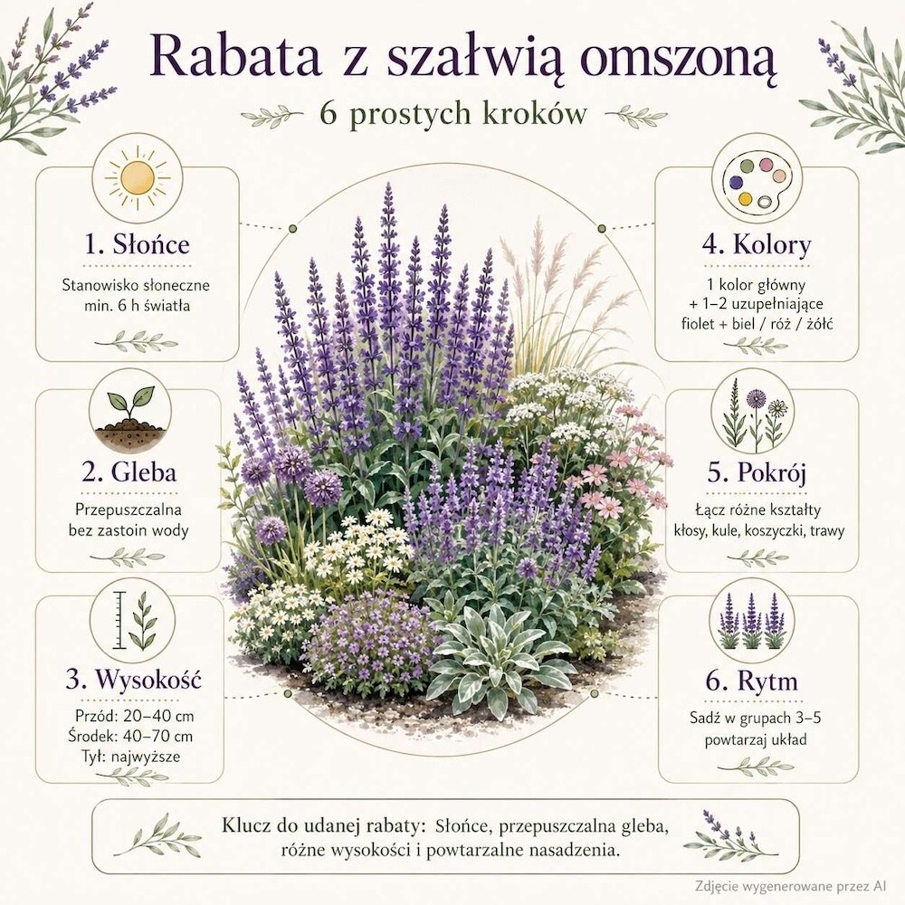 rabata z szałwią w 6 krokach rabata z szałwią krok po kroku