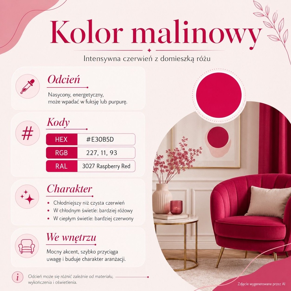 kolor malinowy - cechy barwy 