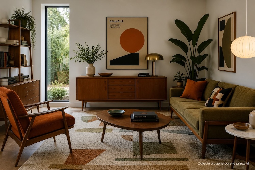 wnętrze w stylu mid-century modern 
